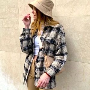 Zara Textured Plaid Shacket EUC